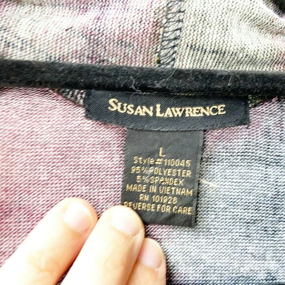 Susan Lawrence Large Womens Colorful Gold Embossed Art to Wear Cardigan - Picture 3 of 5